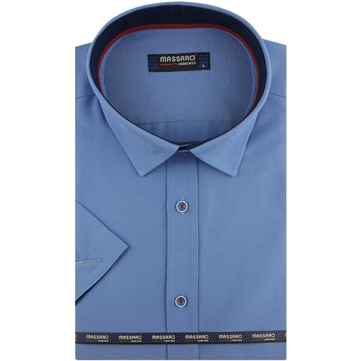 Duża Koszula Męska Massaro gładka niebieska z krótkim rękawem Duże rozmiary N001  Massaro 6XL swiat-koszul.pl