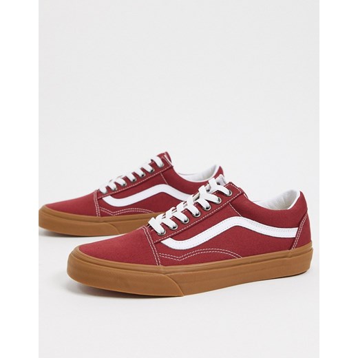 Vans – Old Skool – Czerwone buty sportowe z gumową podeszwą-Czerwony