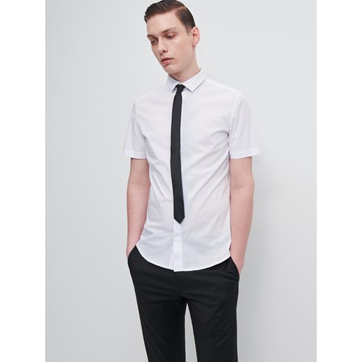 Koszula męska biała Reserved z krótkim rękawem bez wzorów 
