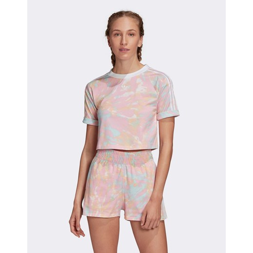adidas Originals – Różowy krótki t-shirt z trzema paskami i efektem tie-dye adidas Originals 38 Asos Poland