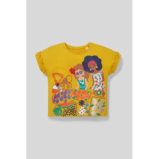 C&A Koszulka z krótkim rękawem-bawełna bio-efekt połysku, żółty, Rozmiar: 110