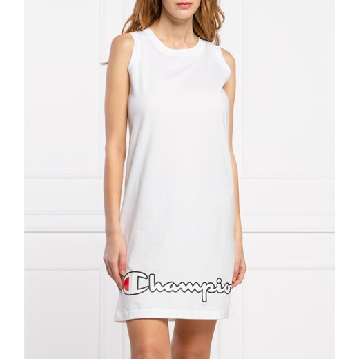 Biała sukienka Champion bez rękawów z okrągłym dekoltem mini prosta 