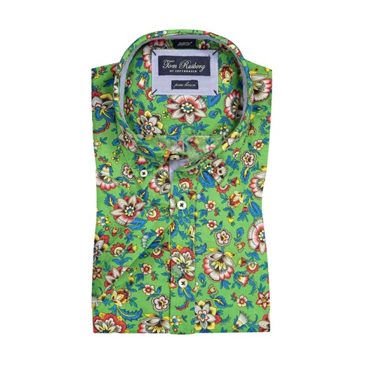 plussize:Tom Rusborg, Lniana koszula z krótkim rękawem ze wzorem w kwiaty Zielony  Tom Rusborg XXL Hirmer DUŻE ROZMIARY