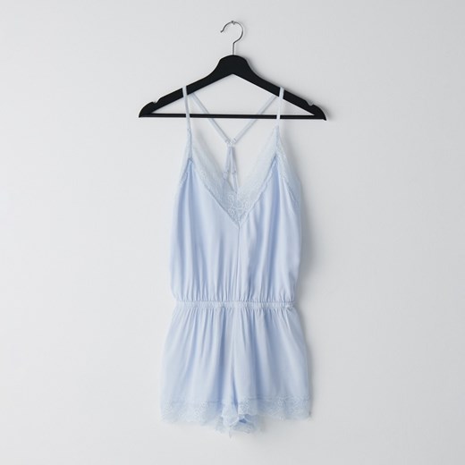 Cropp - Jednoczęściowa piżama z koronką - Niebieski  Cropp L 