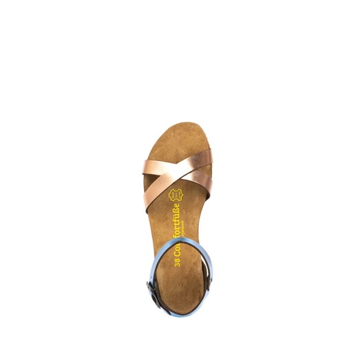 Skórzane sandały w kolorze błękitno-różowozłotym