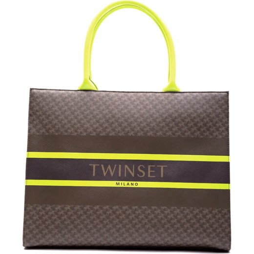 Shopper bag Twinset brązowa na ramię duża w stylu młodzieżowym 
