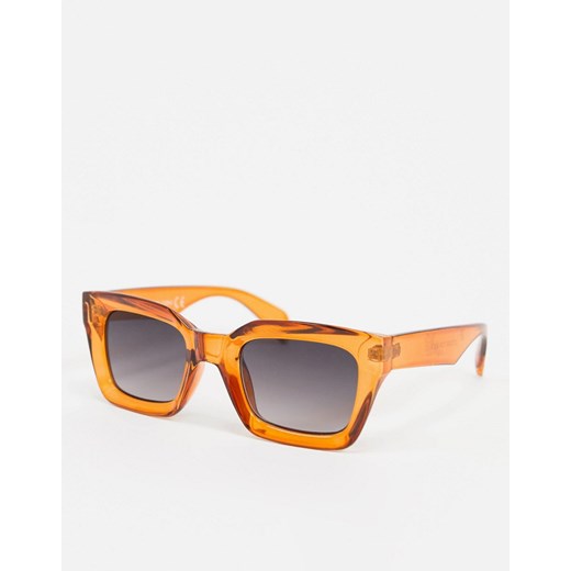 Topshop – Brązowe kwadratowe okulary przeciwsłoneczne-Pomarańczowy Topshop  One Size Asos Poland