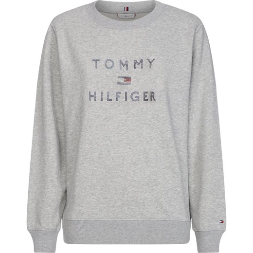 Tommy Hilfiger bluza damska szara casualowa krótka z napisami 