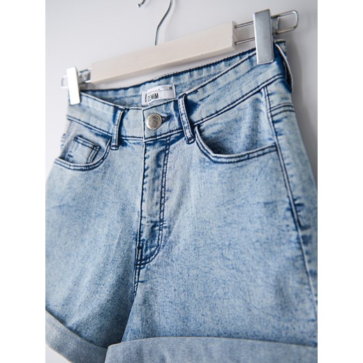 Sinsay - Szorty jeansowe z wysokim stanem - Niebieski Sinsay  34 