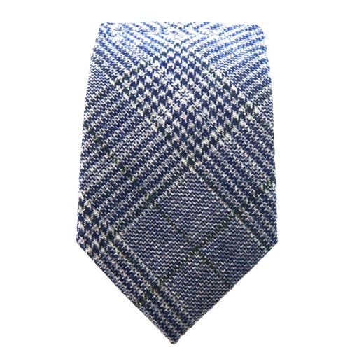 Krawat wełniany niebieski w kratę EM 58  Em Men`s Accessories  EM Men's Accessories