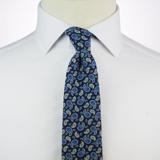 Krawat bawełniany granatowy floral paisley EM 66  Em Men`s Accessories  EM Men's Accessories