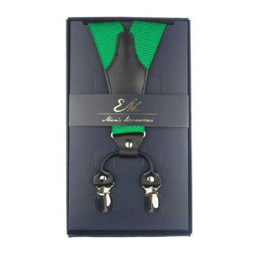 Szelki zielone z fakturą z wykończeniem skórzanym EM 2 Em Men`s Accessories   EM Men's Accessories