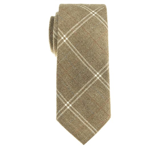 Krawat bawełniany beżowy w kratę EM 4 Em Men`s Accessories   EM Men's Accessories