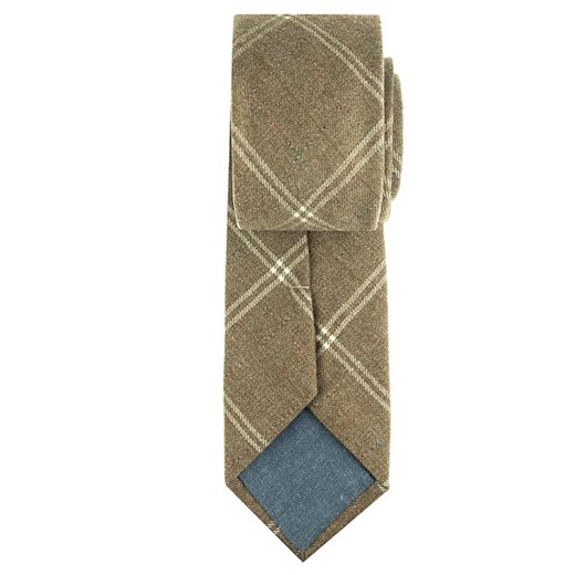 Krawat bawełniany beżowy w kratę EM 4  Em Men`s Accessories  EM Men's Accessories