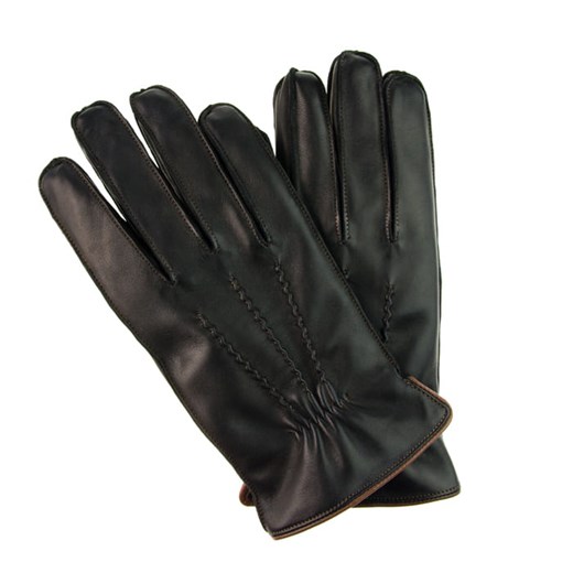 Rękawiczki PREMIUM w kolorze czarnym z obszyciem - skóra z owcy EM 20 Em Men`s Accessories   EM Men's Accessories