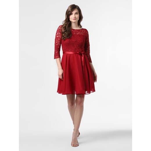Sukienka Swing rozkloszowana czerwona mini z okrągłym dekoltem elegancka 