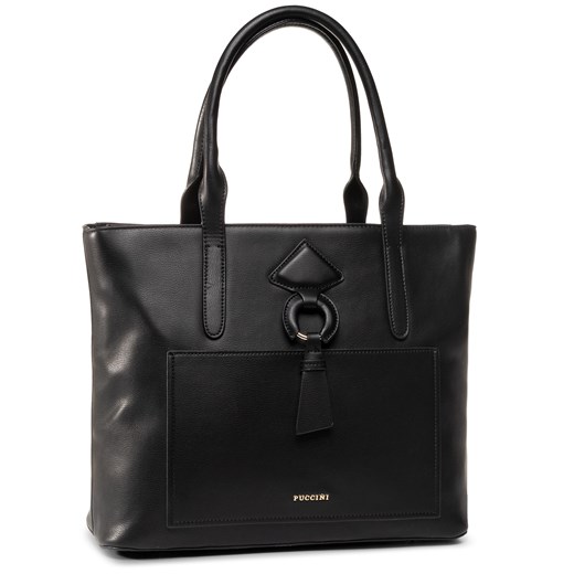 Shopper bag czarna elegancka bez dodatków mieszcząca a8 