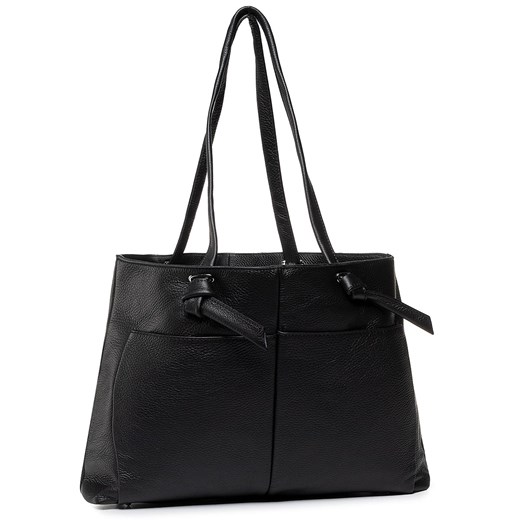 Shopper bag czarna na ramię matowa duża 