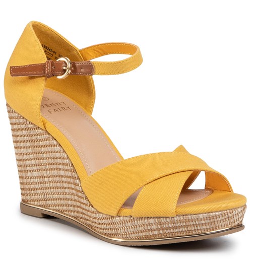 Espadryle damskie gładkie z klamrą na koturnie