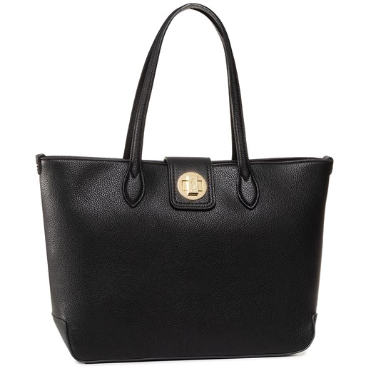 Shopper bag czarna mieszcząca a5 matowa elegancka na ramię 