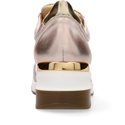 Buty sportowe damskie Arturo Vicci młodzieżowe na koturnie złote bez wzorów skórzane 