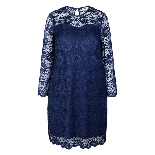 Sukienka niebieska na sylwestra dla puszystych z okrągłym dekoltem 