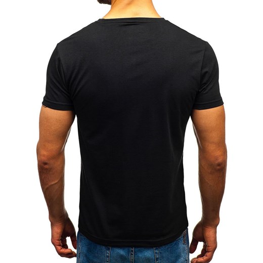 T-shirt męski z nadrukiem czarny Denley 10887 Denley  M  promocja 