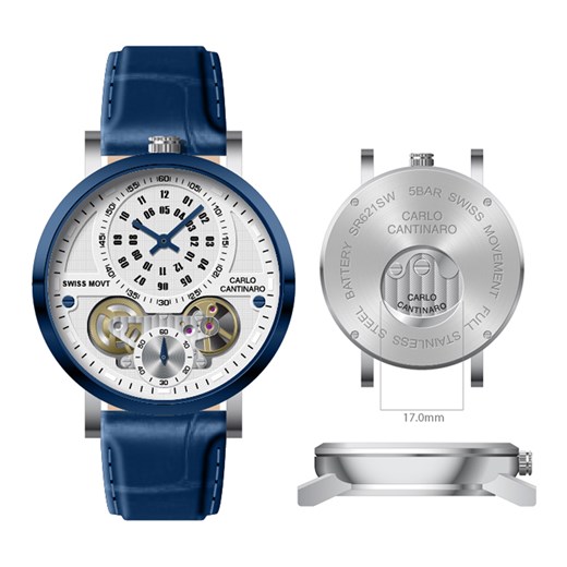 Carlo Cantinaro CC1004GL008 Męski zegarek Quartzmatic GMT