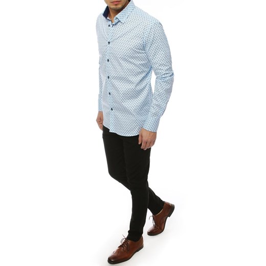 Koszula męska PREMIUM z długim rękawem błękitna DX1823  Dstreet M okazyjna cena  