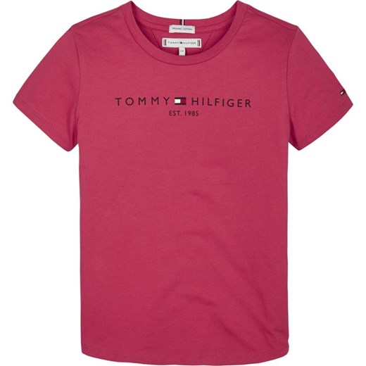 T-shirt chłopięce różowy Tommy Hilfiger z napisami z krótkim rękawem 