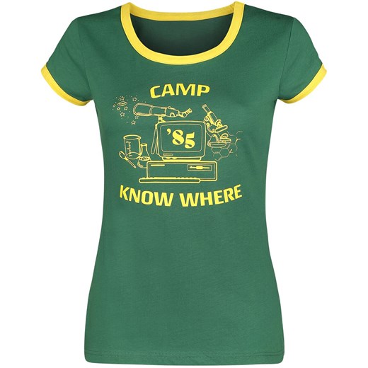Stranger Things - Camp Know Where - T-Shirt - zielony żółty   M 