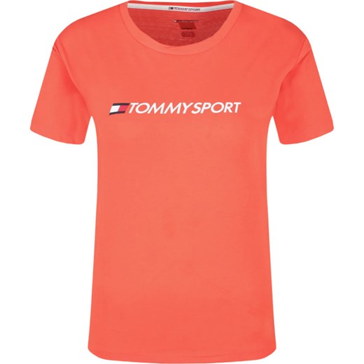 Bluzka damska Tommy Sport pomarańczowy z okrągłym dekoltem 