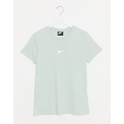 Nike – Zielony pastelowy t-shirt o regularnym kroju z małym metalicznym logo Swoosh