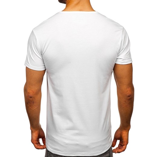 T-shirt męski biały Denley z krótkim rękawem młodzieżowy 
