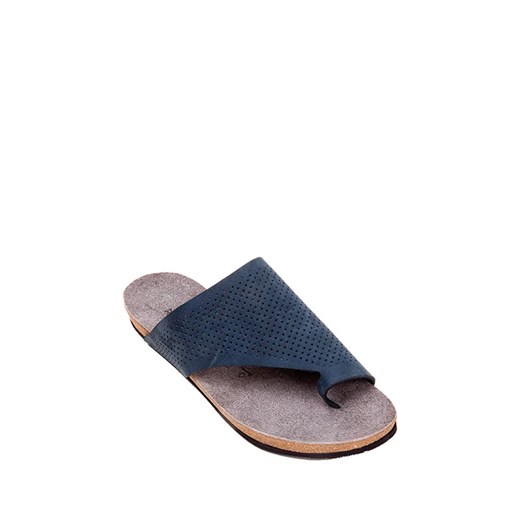 Sandały damskie Comfortfusse niebieskie skórzane casual 