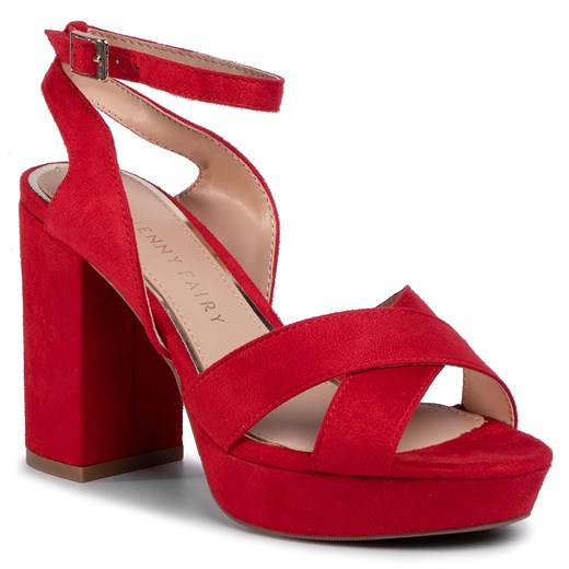 Sandały damskie Jenny Fairy czerwone na wysokim obcasie eleganckie 