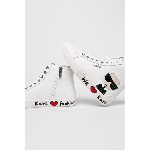 Buty sportowe damskie Karl Lagerfeld na płaskiej podeszwie sznurowane skórzane młodzieżowe 