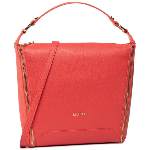 Shopper bag średniej wielkości bez dodatków czerwona na ramię 