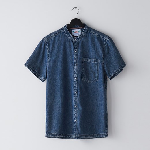 Cropp - Jeansowa koszula z krótkim rękawem - Niebieski  Cropp XXL 
