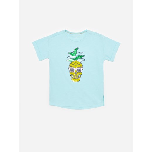 Reserved - Bawełniany t-shirt z aplikacją - Niebieski  Reserved 158 