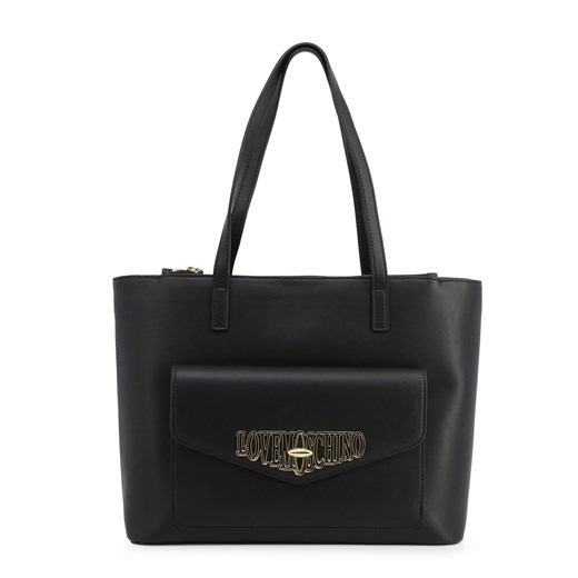 Shopper bag Love Moschino na ramię matowa bez dodatków ze skóry 