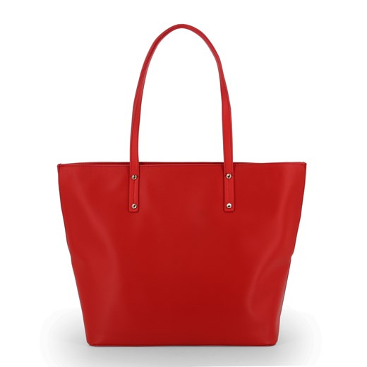 Shopper bag czerwona Versace Jeans z nadrukiem elegancka bez dodatków na ramię 