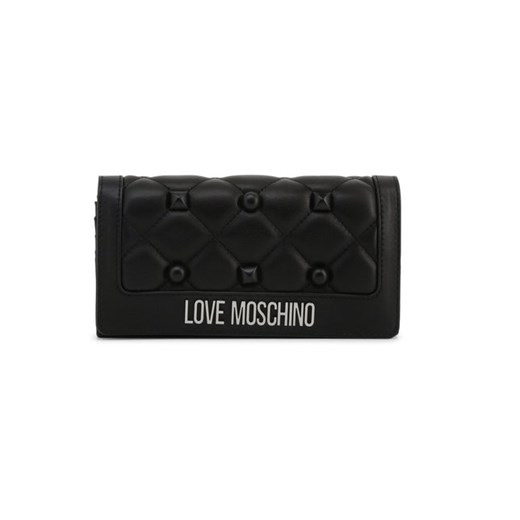 Kopertówka Love Moschino skórzana niemieszcząca a4 z aplikacjami do ręki 