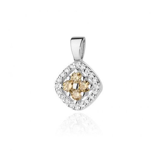 Biżuteria SAXO 14K Zawieszka 0,20ct /0,10ct Z-441 Białe Złoto z brązowym diamentem