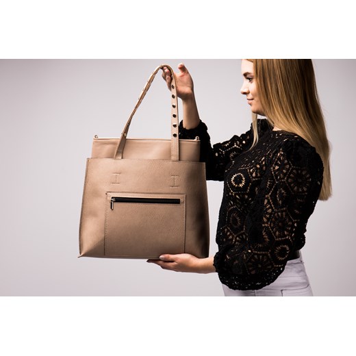 Shopper bag ARTURO VICCI ze skóry ekologicznej z frędzlami elegancka duża 