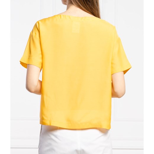 Bluzka damska Max & Co. żółta z okrągłym dekoltem 