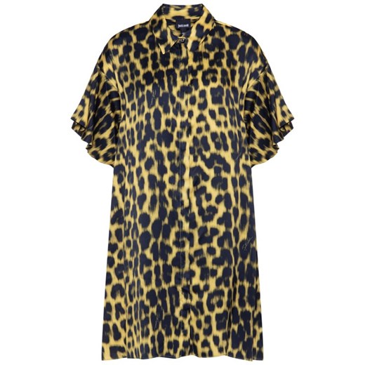 Sukienka Just Cavalli casualowa koszulowa w zwierzęcy wzór z krótkim rękawem 