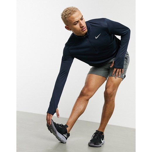 Nike Running – Pacer – Granatowy top z długim rękawem i zamkiem pod szyją