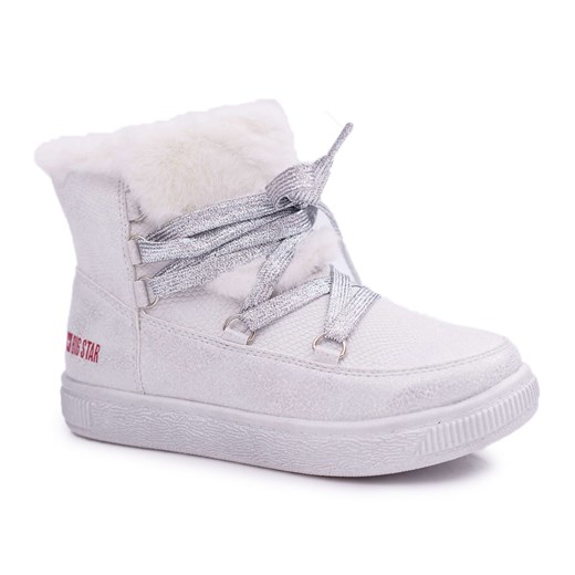 Buty zimowe dziecięce białe BIG STAR sznurowane polarowe 