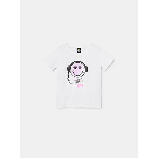 Reserved - Bawełniany t-shirt Smiley - Biały Reserved  134 